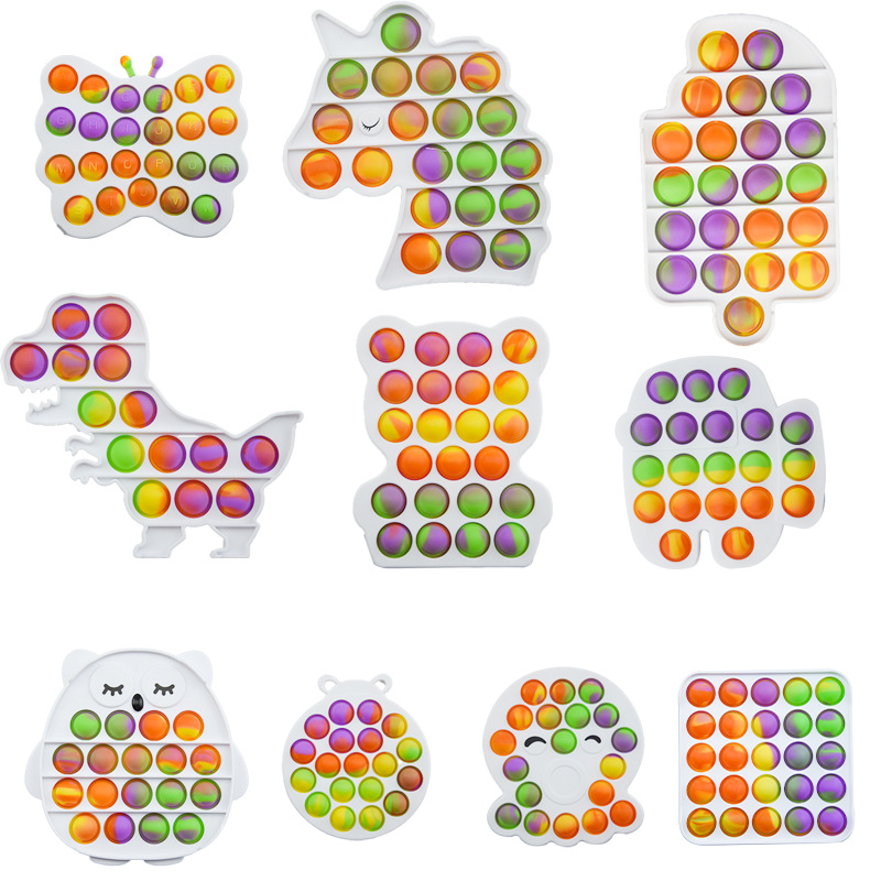 

Push Bubble Board Game Sensory simple Tiktok Decompression Toy Stress Reliever puzzle silicone toys finger pressing toy Rainbow Tie-dye color