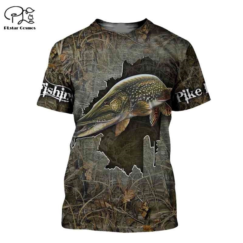 

Fashion Cool Pike Fishing Tshirt Vest Animal Art casual Tracksuit Funny 3D Print tshirt for Mens drop 210629, T shirt