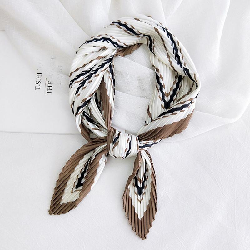 

Scarves MoriBty 70cm Women Crinkle Silk Square Scarf Bandanas Spring-Summer Luxury Print Neckerchief Wraps Foulard Femme Hair Ribbon Tie