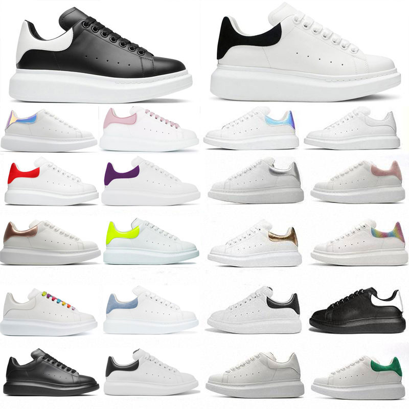 

[With Box] Fashion Men Shoe Women Leather Lace Up Platform Oversized Sole Sneakers White Black mens womens velvet suede Casual Shoes 35-46 With logo
