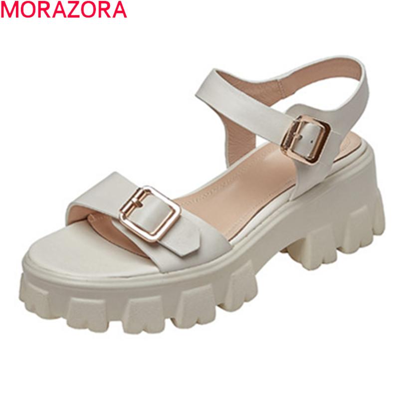 

MoonMeek 2021 Large Size 34-42 Women Sandals Square Heels Round Toe Platform Casual Shoes Fashion Buckle Summer, Black