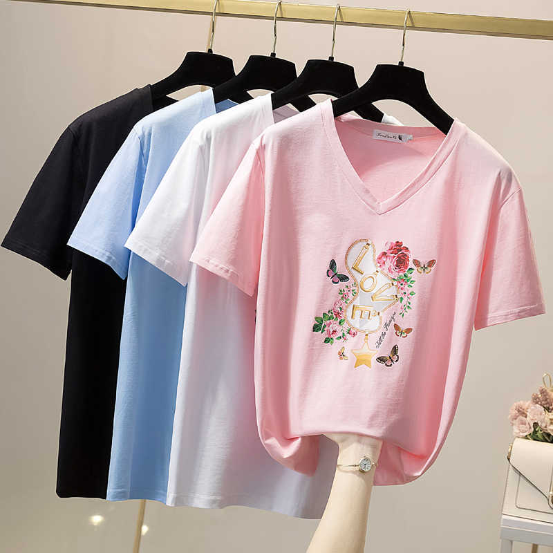 

Short Sleeve Tshirt Women Clothes Pink Summer Tops Woman T-shirts letter Orange Tee shirt Korean Fashion Casual Kawaii Tees 210604
