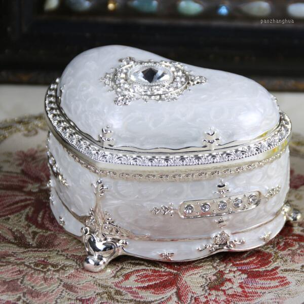 

Jewelry Pouches, Bags 2 Size Vintage Home Decor Heart Shaped Wedding Gift Box Fashion Metal Necklace Pendant Ring Storage, Pink;blue