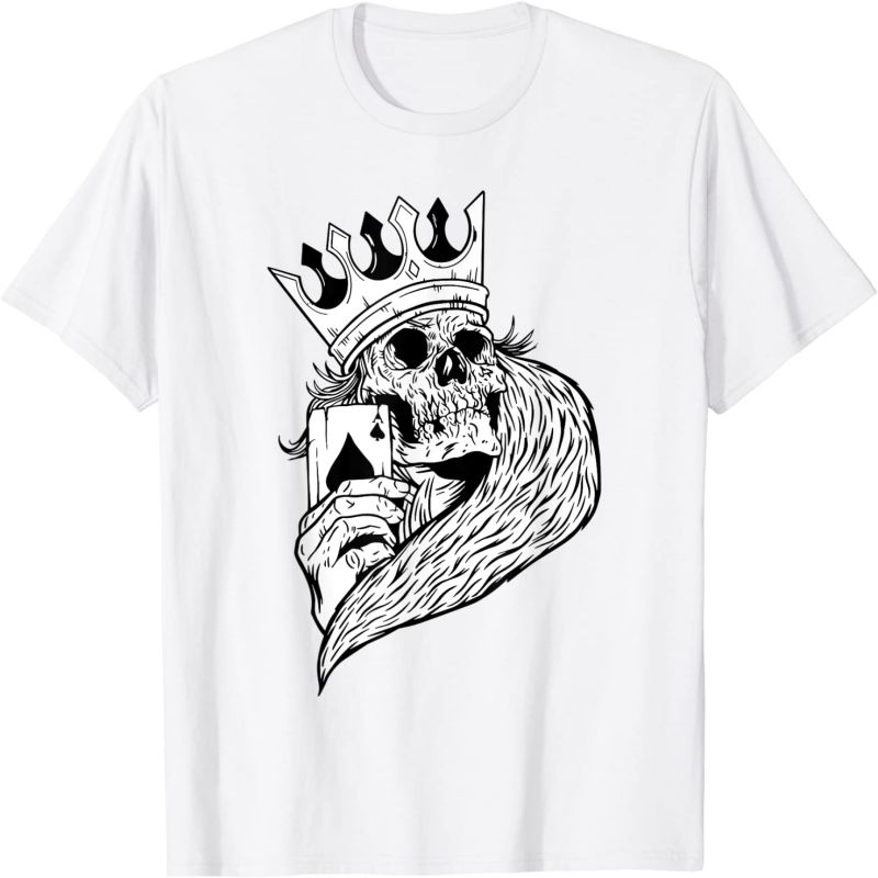

Crown skull pattern men's 3D printed T-shirt graphic optical illusion short sleeve party top street punk goth crew neck summer 100% cotton, White;black