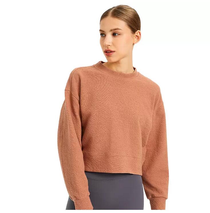 

L-122 Women Hoodies Relaxed Fit Sweatshirts Yoga Outfits Pure Cotton Autumn and Winter Sports Tops Coat Jacket Leisure Long Sleeve Shirts Ru, Black