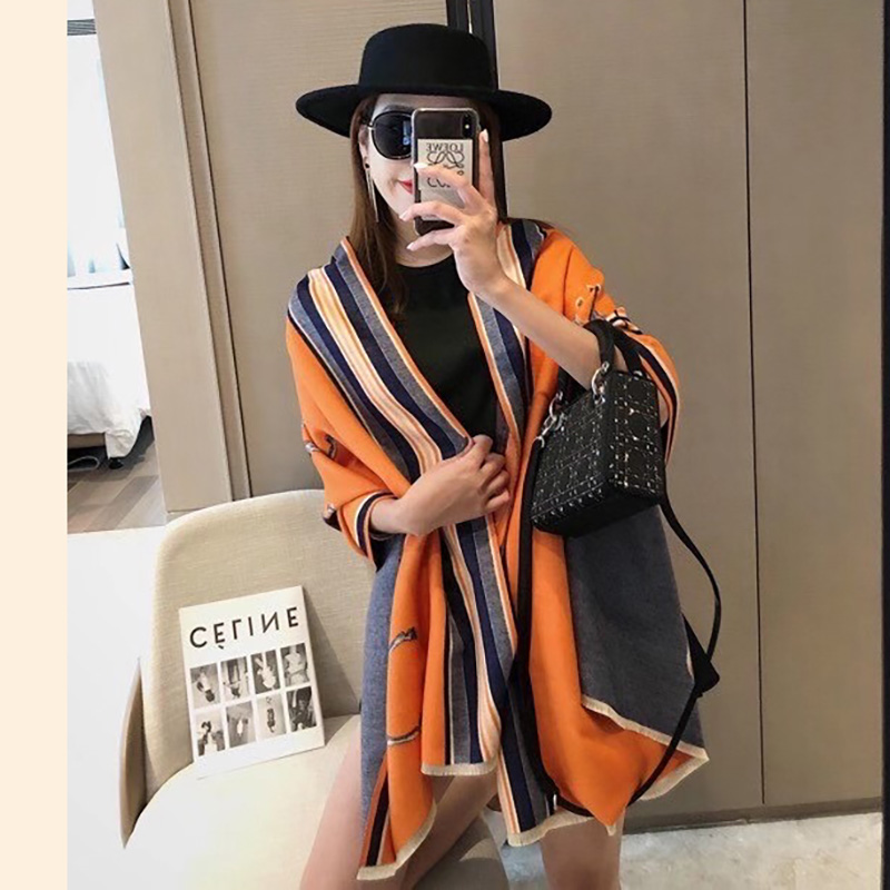 

Luxury brand Winter Double sided Scarf Women Cashmere Warm Pashmina Foulard Lady Luxury Horse Scarves Thick Soft Shawls Wraps