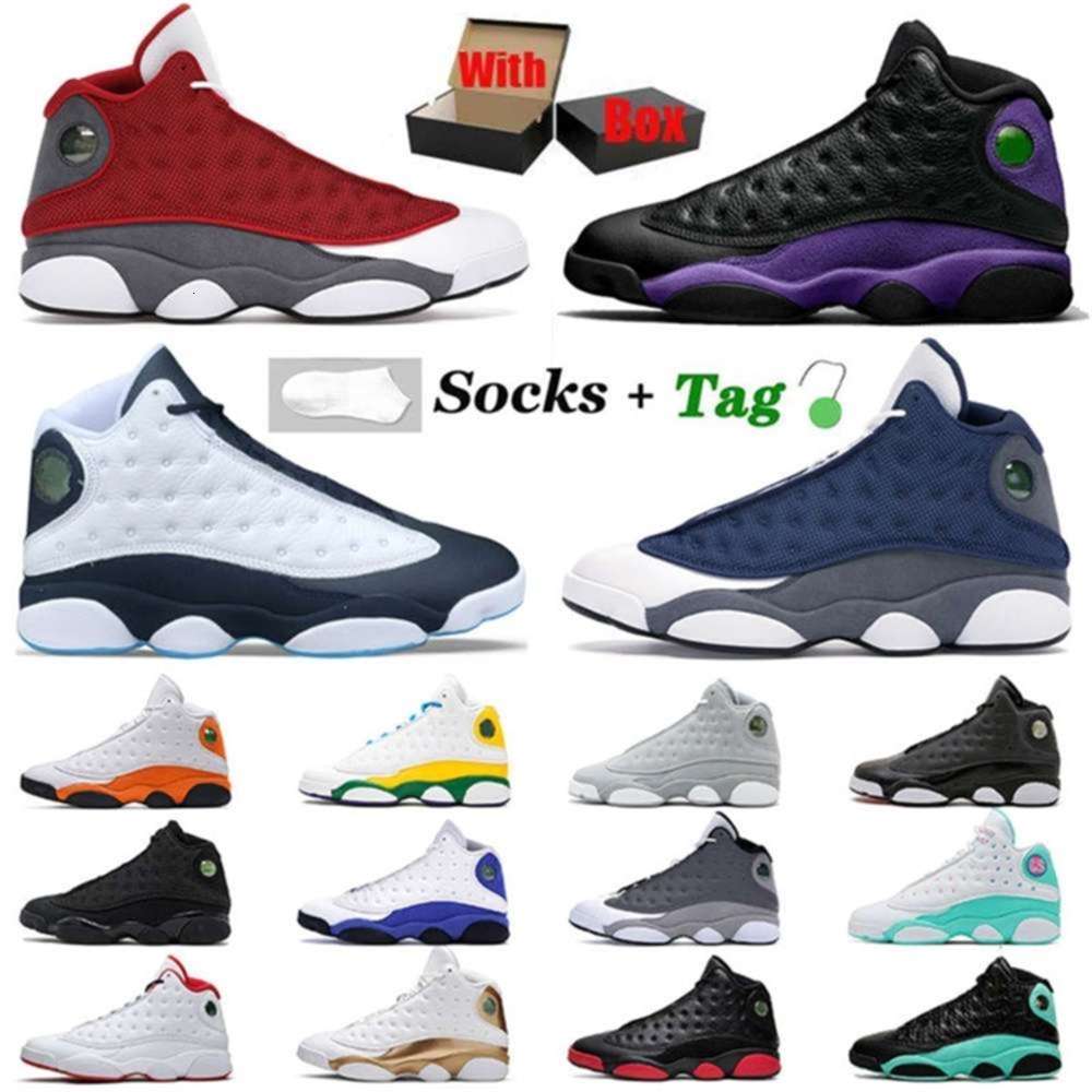 

With Box Basketball Shoes Jumpman 13 Dark Powder Blue 13s XIII For Men Women Reverse Bred Red Flint Court Purple Lakers Island bra allstars, Black
