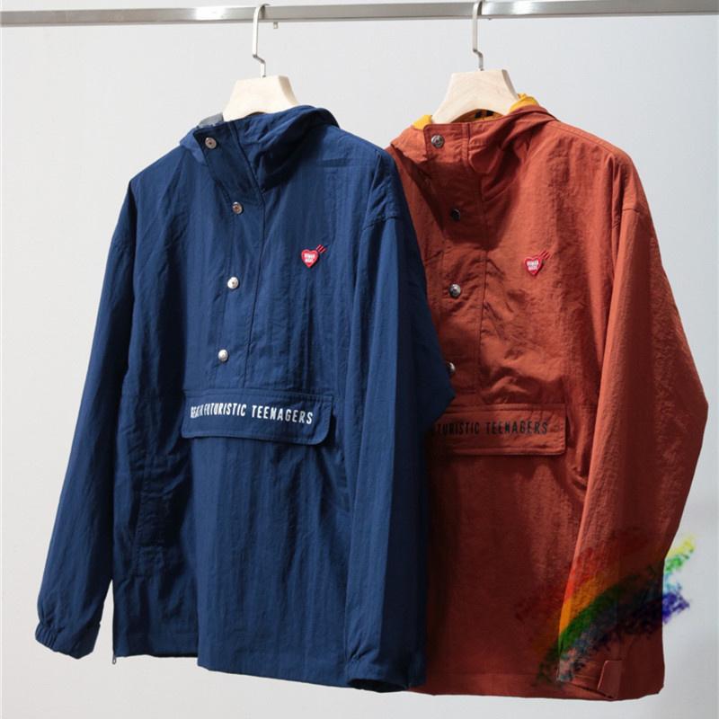 

Men's Jackets 2022FW Human Made Jacket Men Women 1:1 High Quality Nylon Embroidery Badge Half Zipper Windbreaker, Black;brown