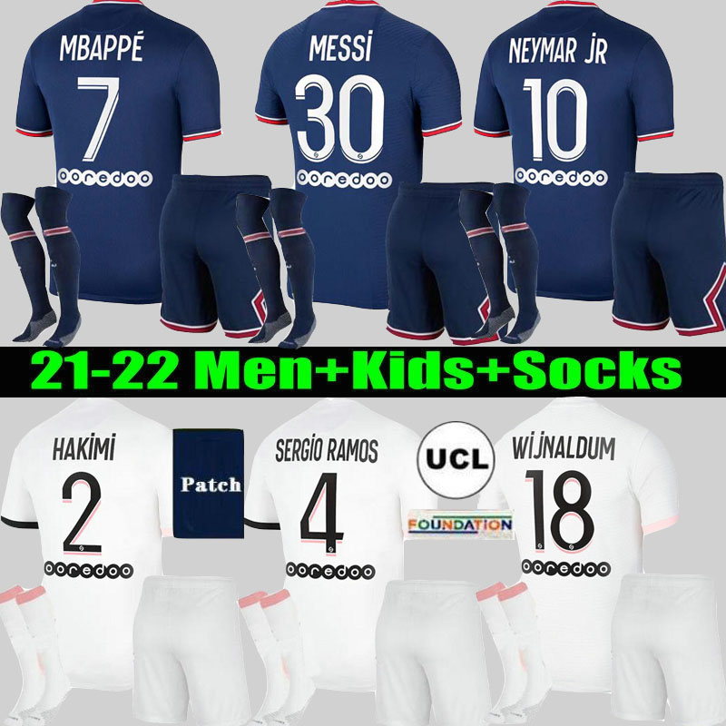 

21 22 MBAPPE soccer jerseys 2021 2022 DI MARIA WIJNALDUM SERGIO RAMOS HAKIMI Away Maillots de football kit ICARDI VERRATTI Fourth shirt Men kids, 21-22 home