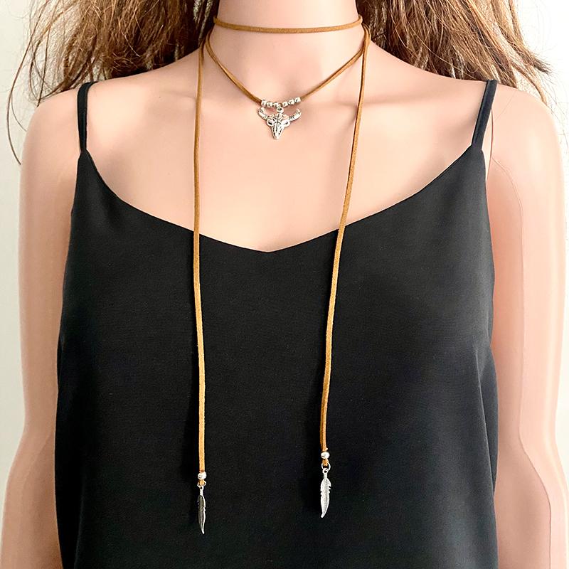 

Pendant Necklaces Cactus Leather Rope Bohemian Multi Layer Western Necklace Party Statement High Quality Trendy Display For Women