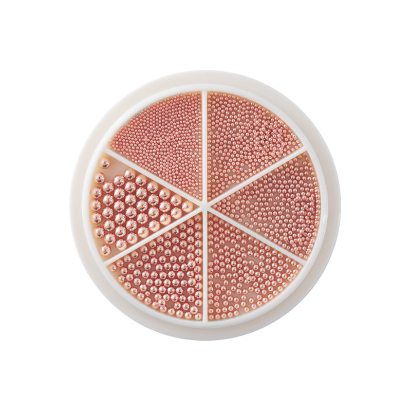 

2021 6 Grids Nail Art Tiny Steel Caviar Beads 0.8-3mm Mixed Size 3D Design Rose Gold Silver Jewelry Manicure DIY Decoration
