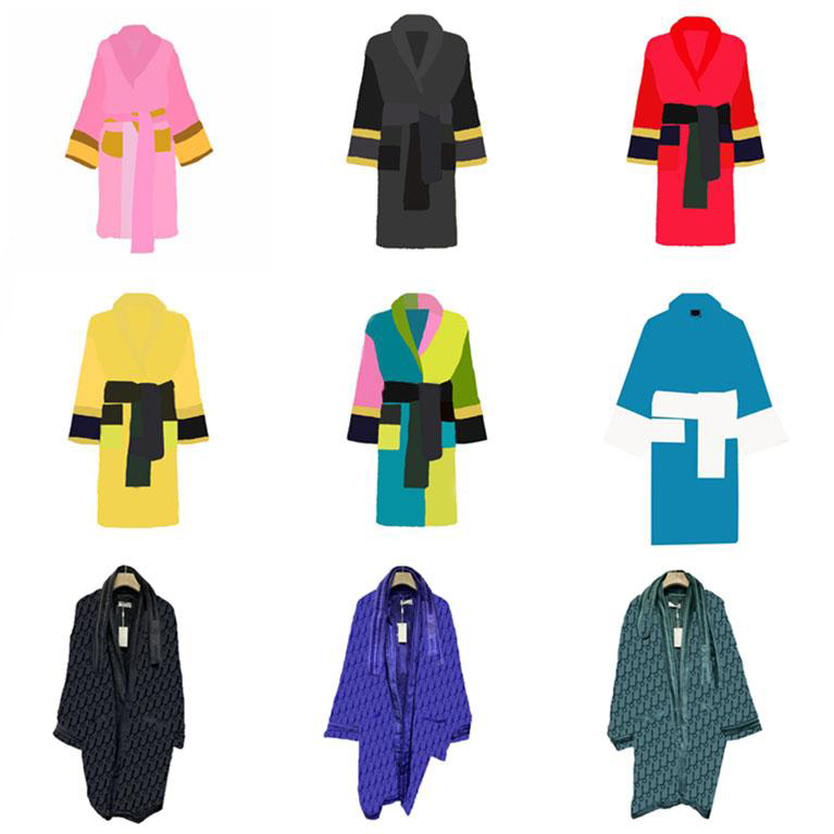 

Men's Wool & Blends Designer Letters Mens Womens Bathrobe Sleepwear Thick Cotton Lovers Bath Robe High Grade Women Sleeprobe, Red