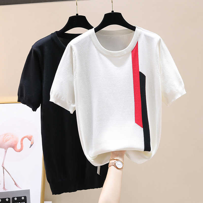 

oversize women's sweaters woman sweaters Casual o-neck short Sleeve chic loose sweater basic thin female women's jumper 210604, Black