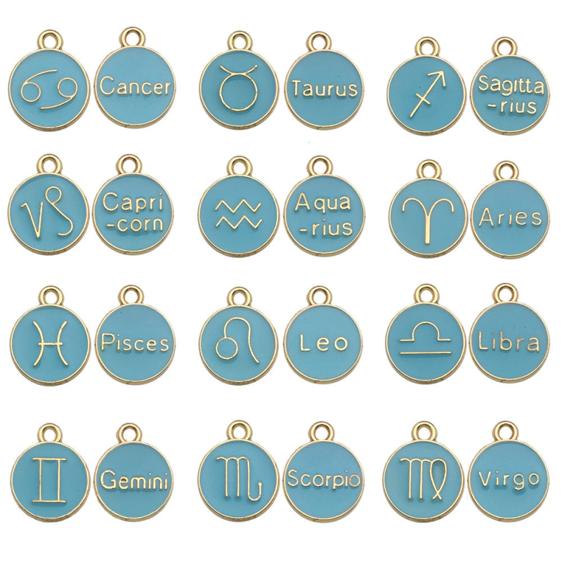 

New Design Colorful Enameled Alloy Constellation Zodiac Charm Pendant for DIY Bracelet Bangle Necklace Making 12PCS/Set
