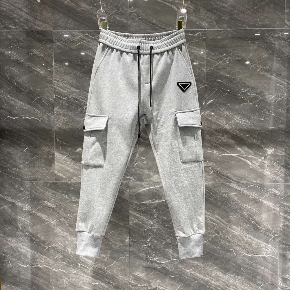 

20ss pants men Europe fashion trend trousers for men Classic lattice webbing couple Terry fabric with lattice stitching pants, Black