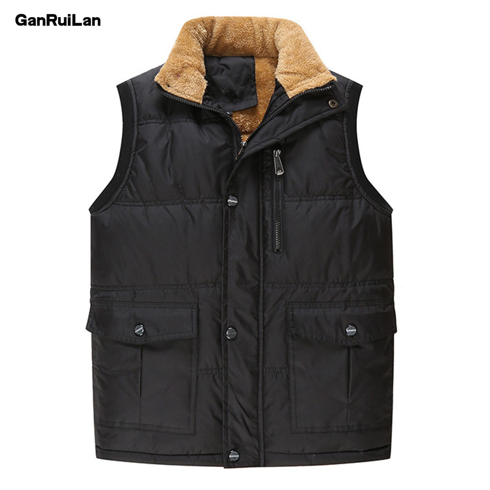 

Fashion Sleeveless Jacket Men Thickening Vest Hat Hooded Warm Vest Winter Waistcoat Men Casual Windbreaker JK18029 210518, Black