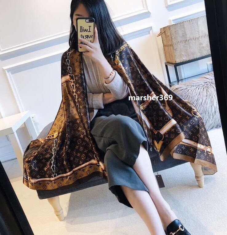 

097 lvlouisVitton Fashion autumn spring 100% silk scarves classic long shawl Classic women's silk letter scarves 180*90, Black