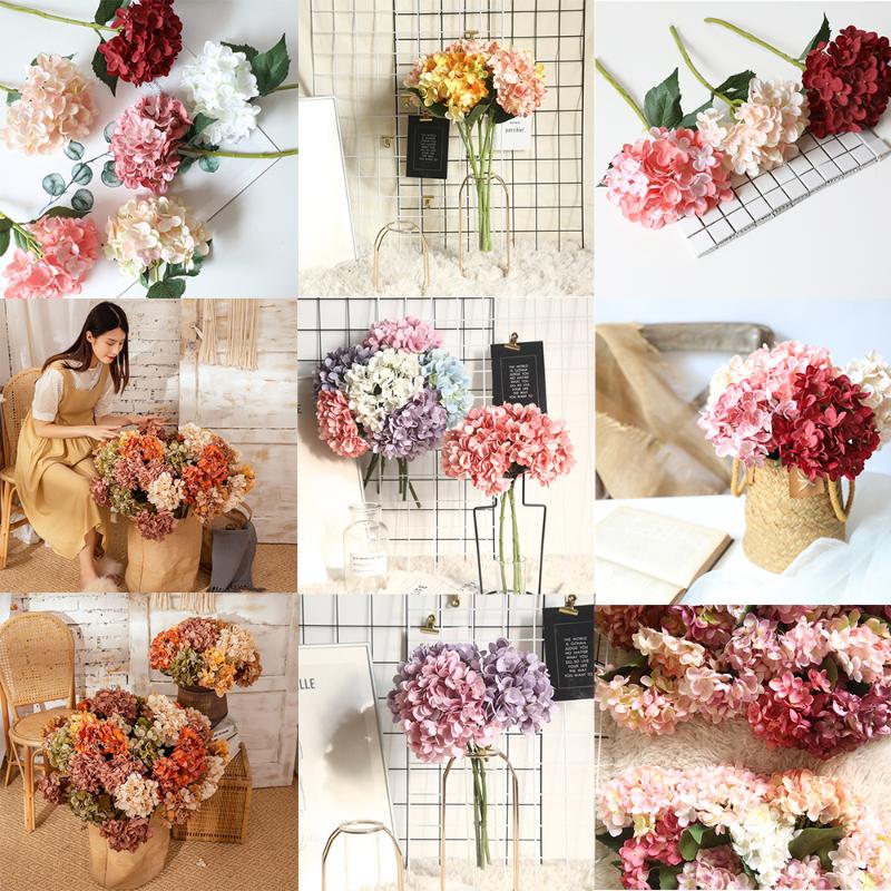 

Decorative Flowers & Wreaths Hydrangea Macaron Simulation Flower Plant Bonsai Wedding Decoration INS Wind Rose Bouquet