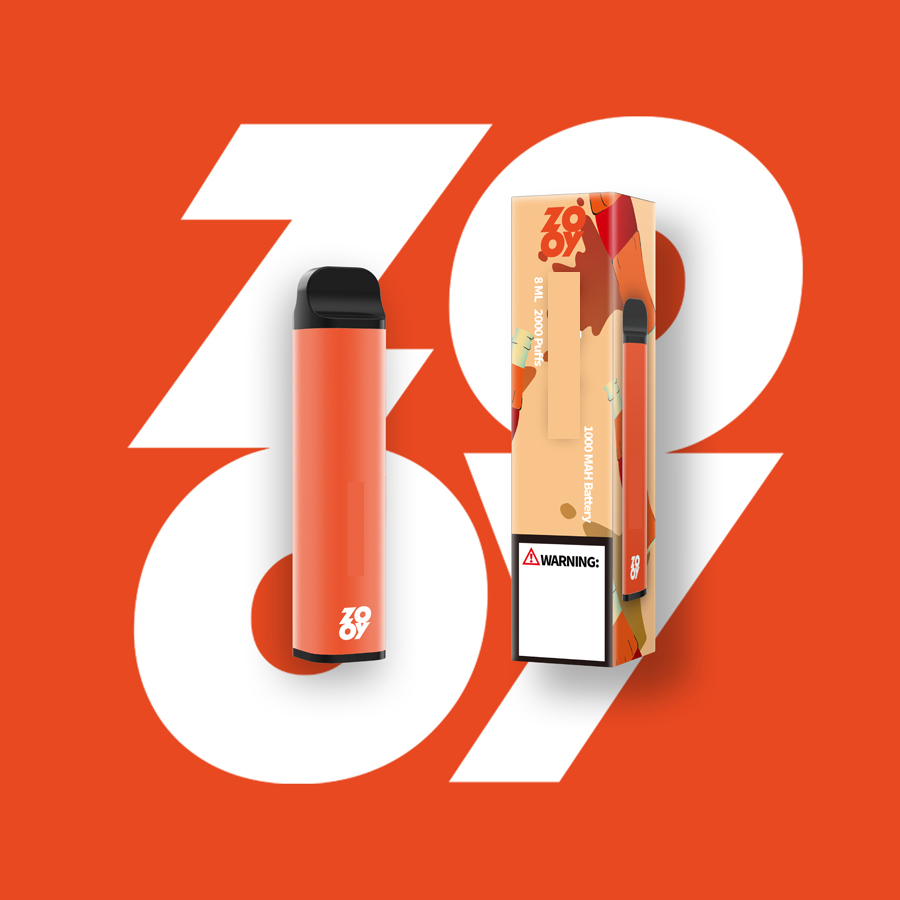 

ZOOY Original Disposable E cigarettes Battery 1000mAh 2000 Puffs starter kit 10 colors available Prefilled 8 ml Disposable Vape Pen kit
