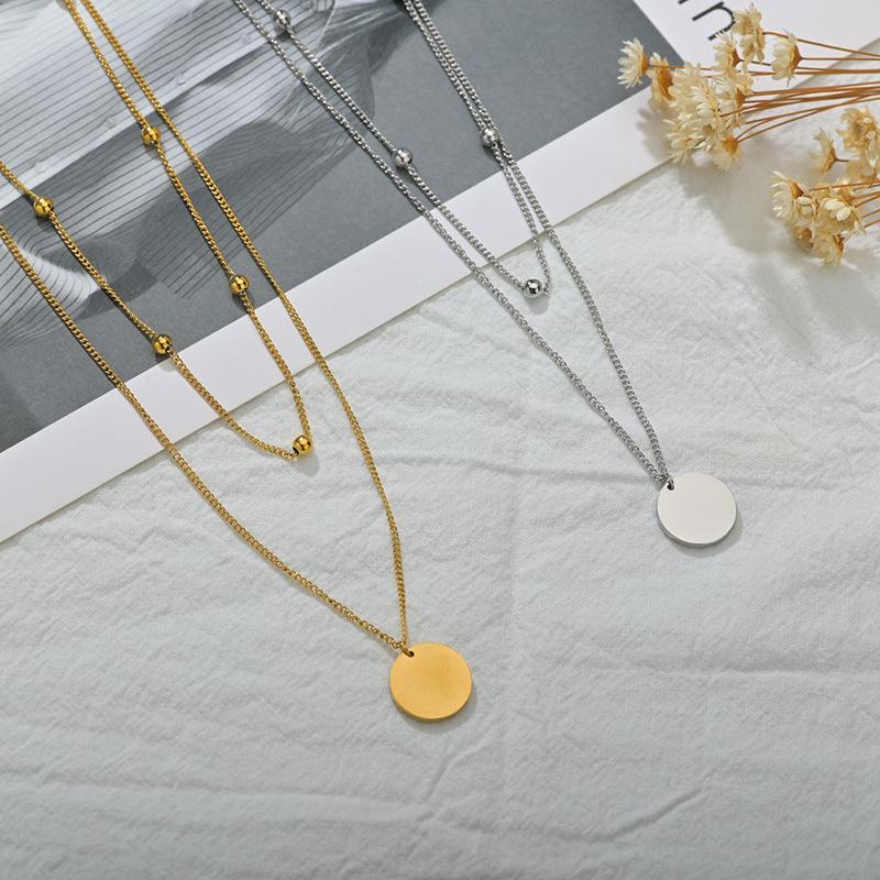 

Chains MEYRROYU Stainless Steel 2 Layer Colors Beads Necklace For Women Coins Chain Choker 2021 Fashion Party Jewelry Collares