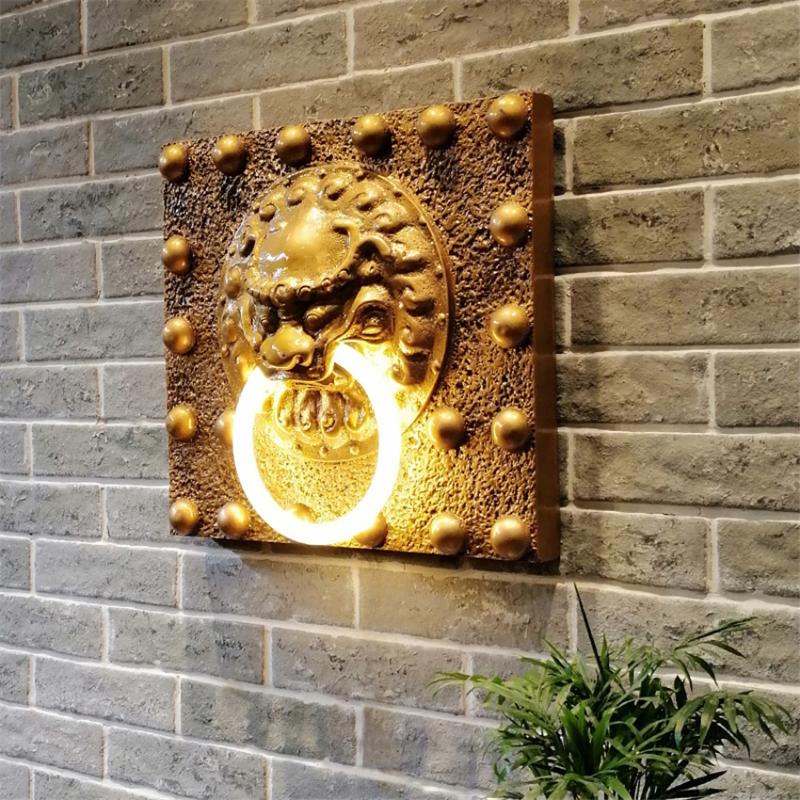 

Chinese Vintage Carving Manor Ring Wall Lamps Outdoor Courtyard Living Room Corridor Zen Decorative Sconces Lights Fixtures Lamp