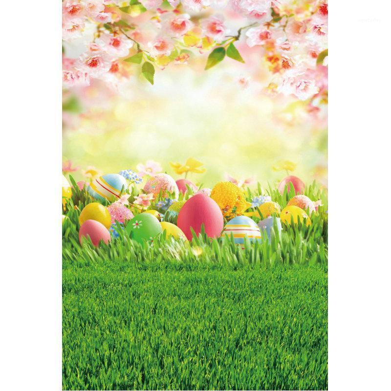 

Party Decoration Easter Backdrop Pink Roses Colored Eggs On The Grass Pography Background Family Festival Decor Po Booth Studio Prop