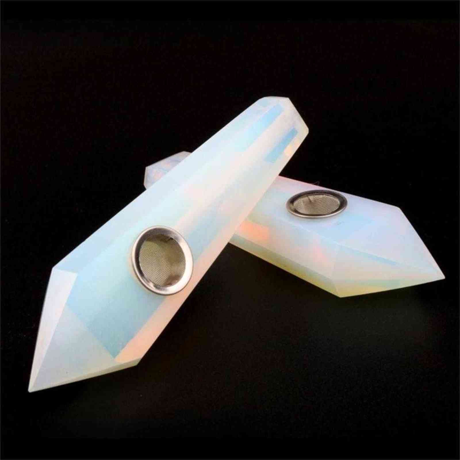 1pc Opal Pipe Hand Polished Crystal Smoking Pipe Home Decoration Healing Stone Christmas Gift G0911