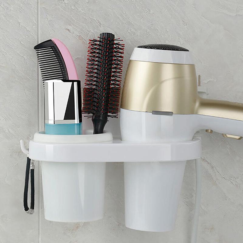 

Hooks & Rails Wall Hair Dryer Storage Rack Hairdryer Holder Creative Suction Cup Comb Stand Bathroom Supplies