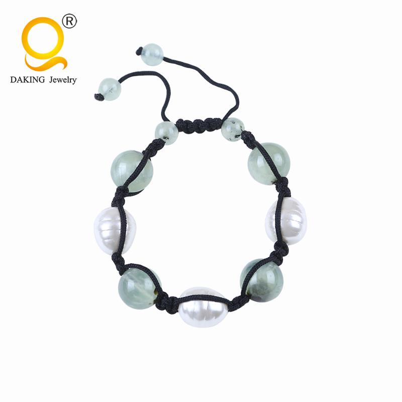 

Charm Bracelets Handmade Natural Stone Beaded Woven Braided Bracelet, Golden;silver