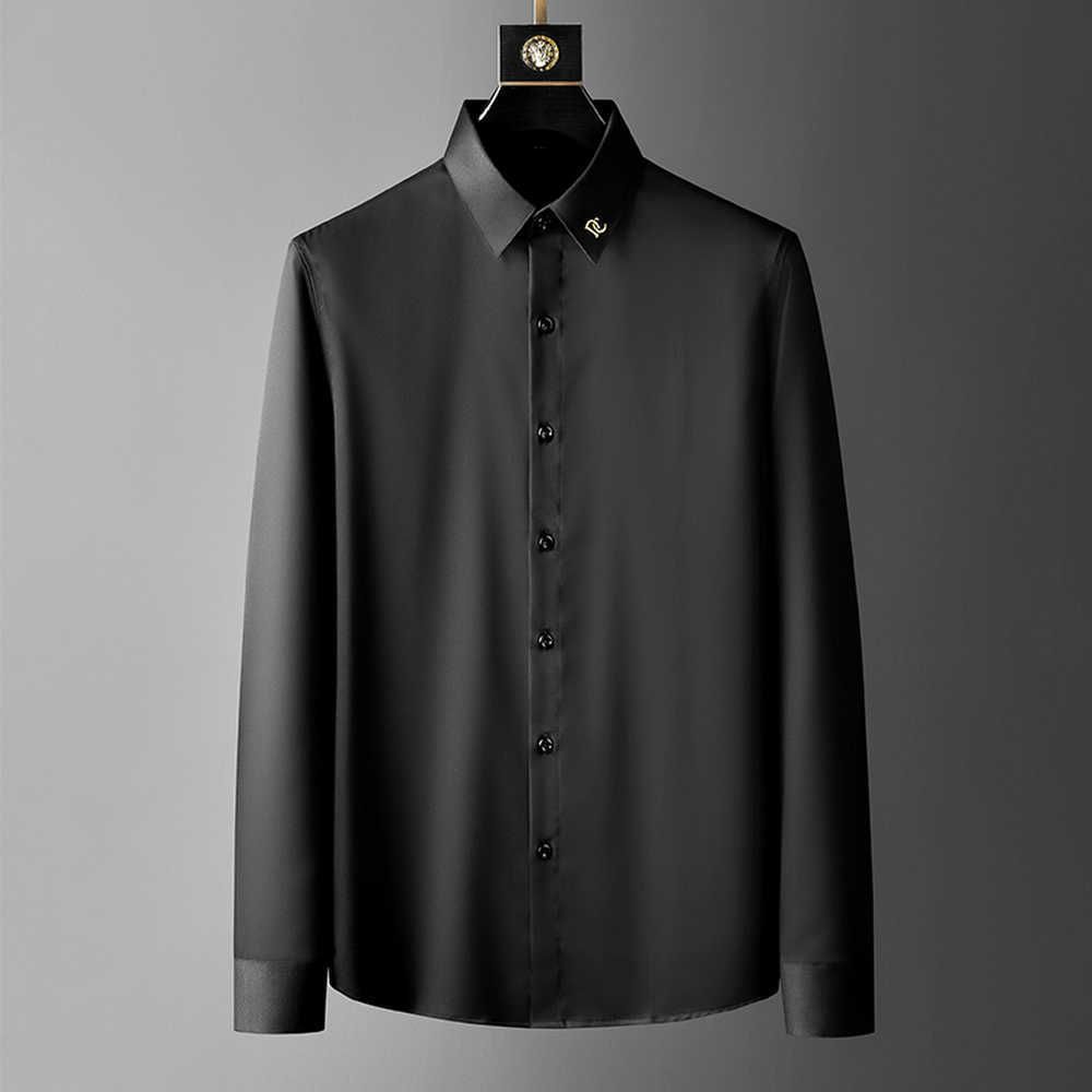

Spring Shirts Men Long Sleeve Business Casual White Shirt Slim Fit Formal Dress Shirts Streetwear Social Party Men Clothing 210527