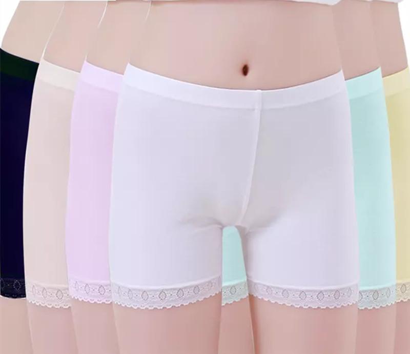

Panties 6 Pcs/lot Cotton Lace Pants Children Underwear Girls Safety Candy Color Solid Four Shorts ATNN0070, Mix