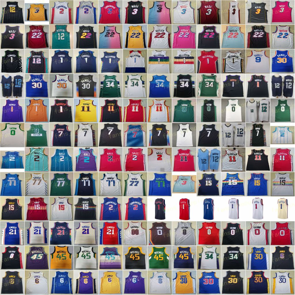 

Ja Morant LaMelo Ball Basketball jerseys Kevin Durant Derrick Rose Stephen Curry Trey Young Lillard Jokic Doncic Tatum Butler Embiid jersey 2022 75th Mens Kids S, As