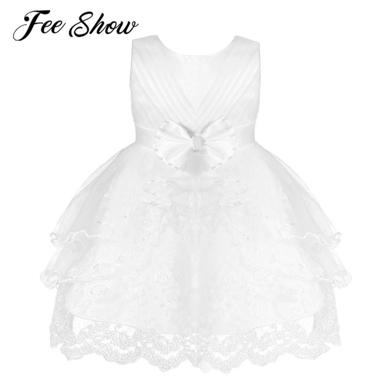 

Girl's Dresses Lace Baby Girl Baptism Wedding Party Evening Flower Girls Dress 1st Birthday Kids For Prom Princess, White
