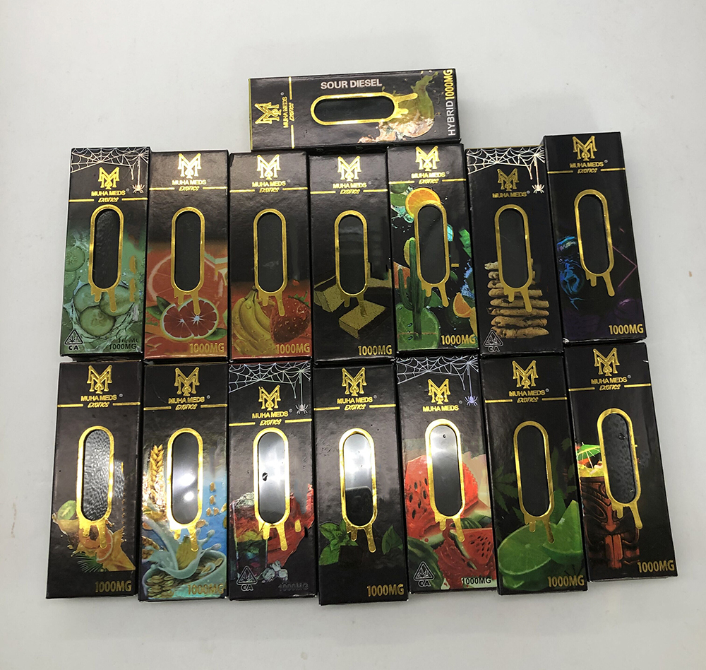 Muha Meds Carts Vape Cartridges packaging 0.5,0.8,1 ml Ceramic Coil Cartridge Round Tip Thick Oil Gold With high quality-image-699943211