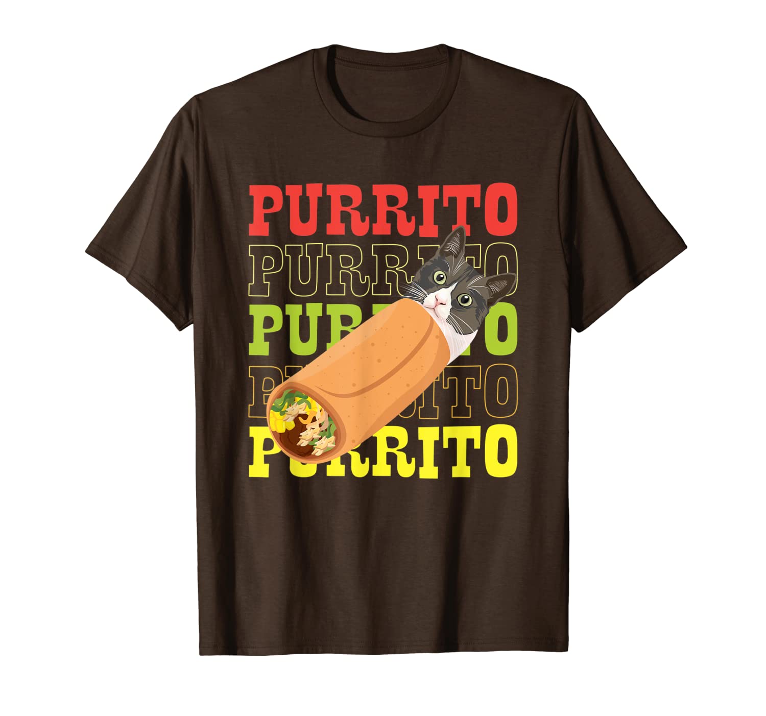 

purrito burrito cat funny mexican food salsa guac t-shirt, White;black