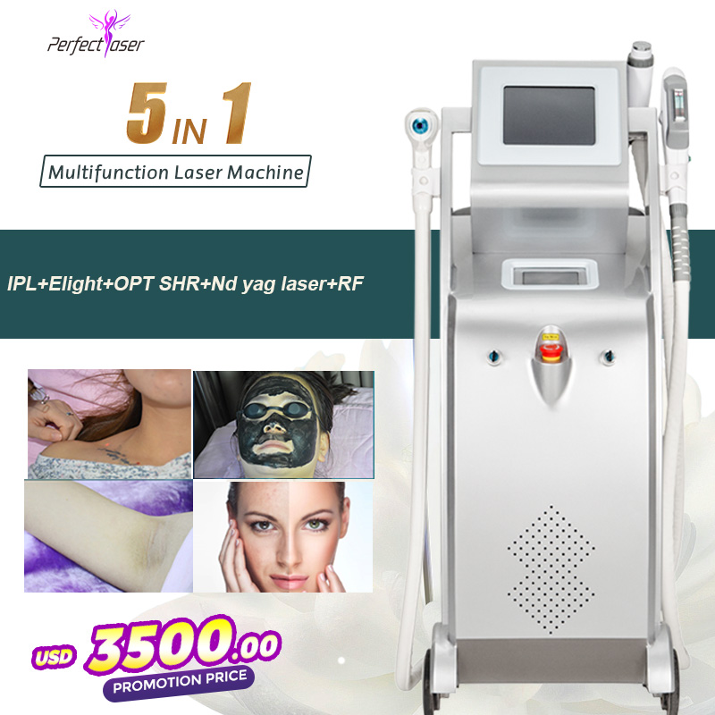 

2021 Multifunctional q-switched nd yag laser ipl elight opt shr rf 5 In 1 portable machine spot mole wart tattoo remover skin rejuvenation hair removal equipment