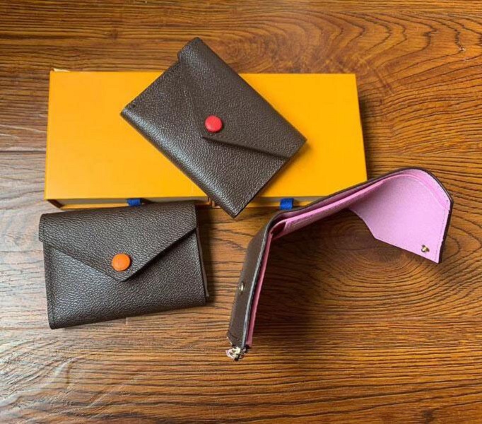 

Multicolo Short Designer Wallet PU Leather Polychromatic Purse Lady Card Holder Classic Mini Zipper Pocket Gift, Red;black