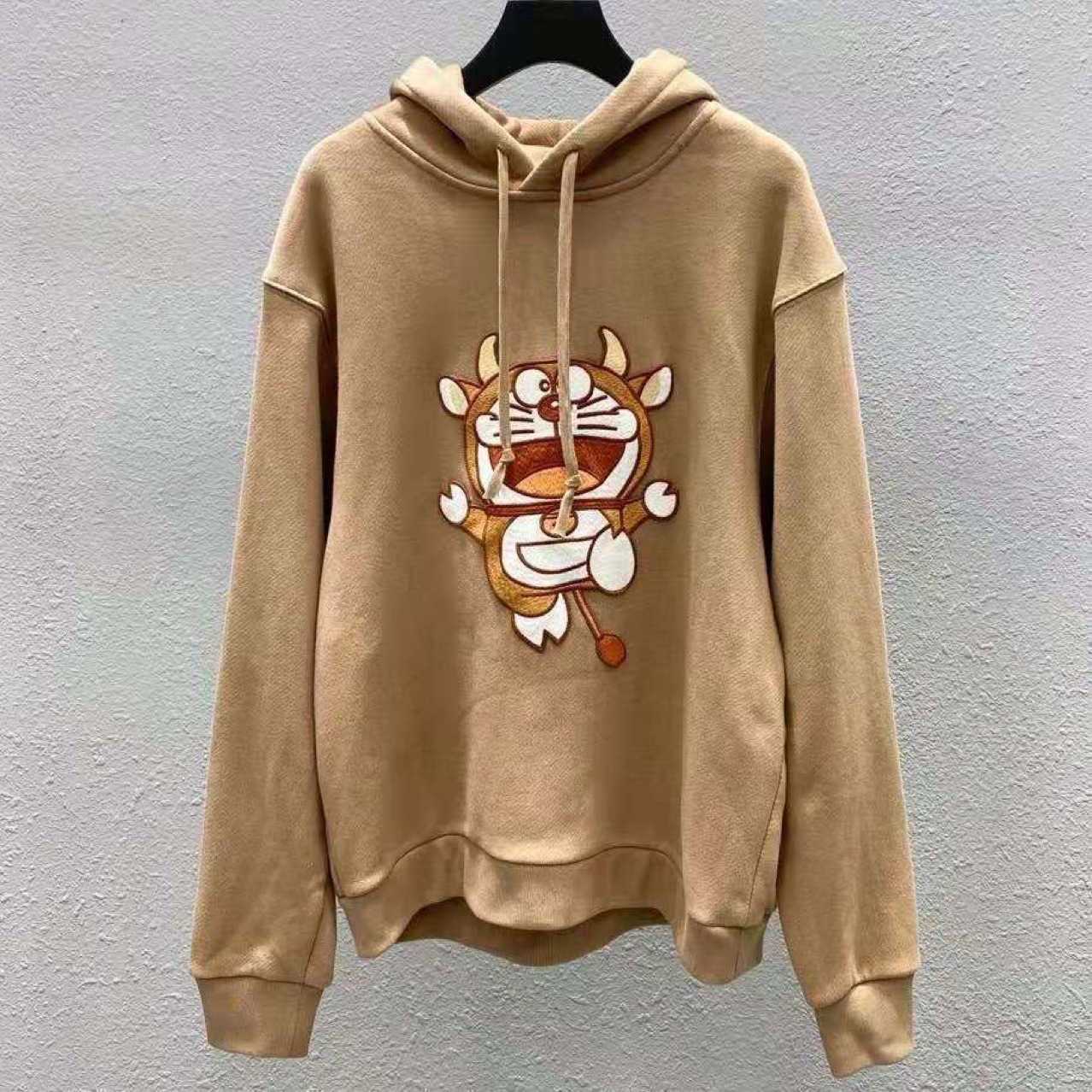 

2021 early spring new G family Doraemon co branded men' and women' same Terry sweater for lovers, Khaki