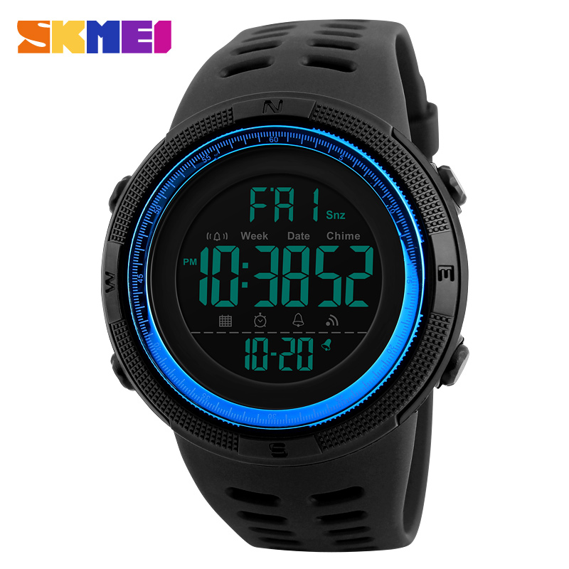 

Mens Sports Watches Dive 50m Digital LED Military Watch Men Casual Electronics Wristwatches relojes hombre Luxury Brand SKMEIg, Black brown