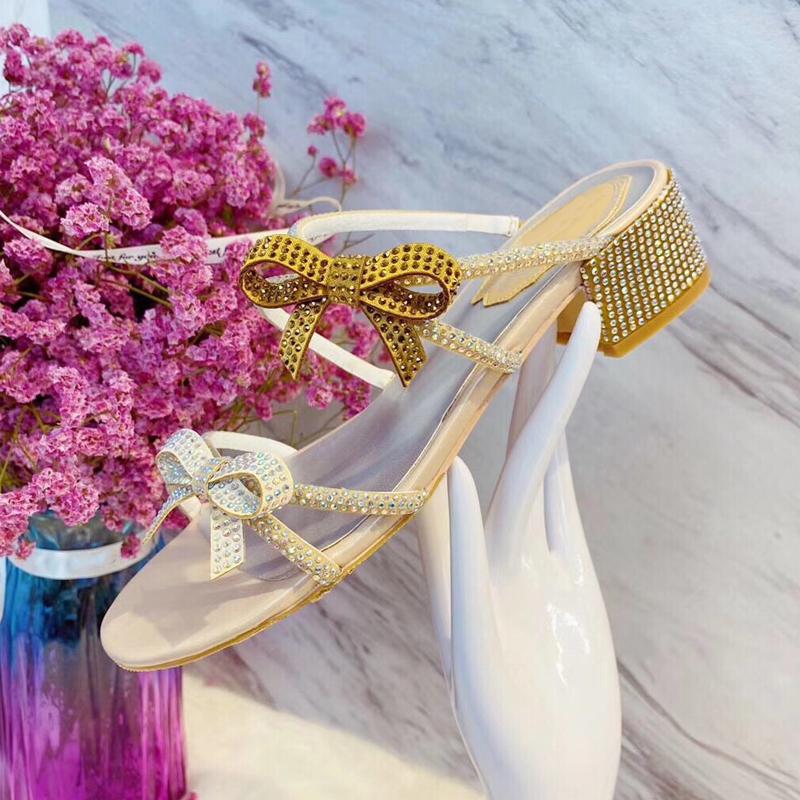 

Dress Shoes Women Sandals Arrival 2021 Summer 4CM High Heels Woman Pumps Ladies Peep Toe Wedding, Gold