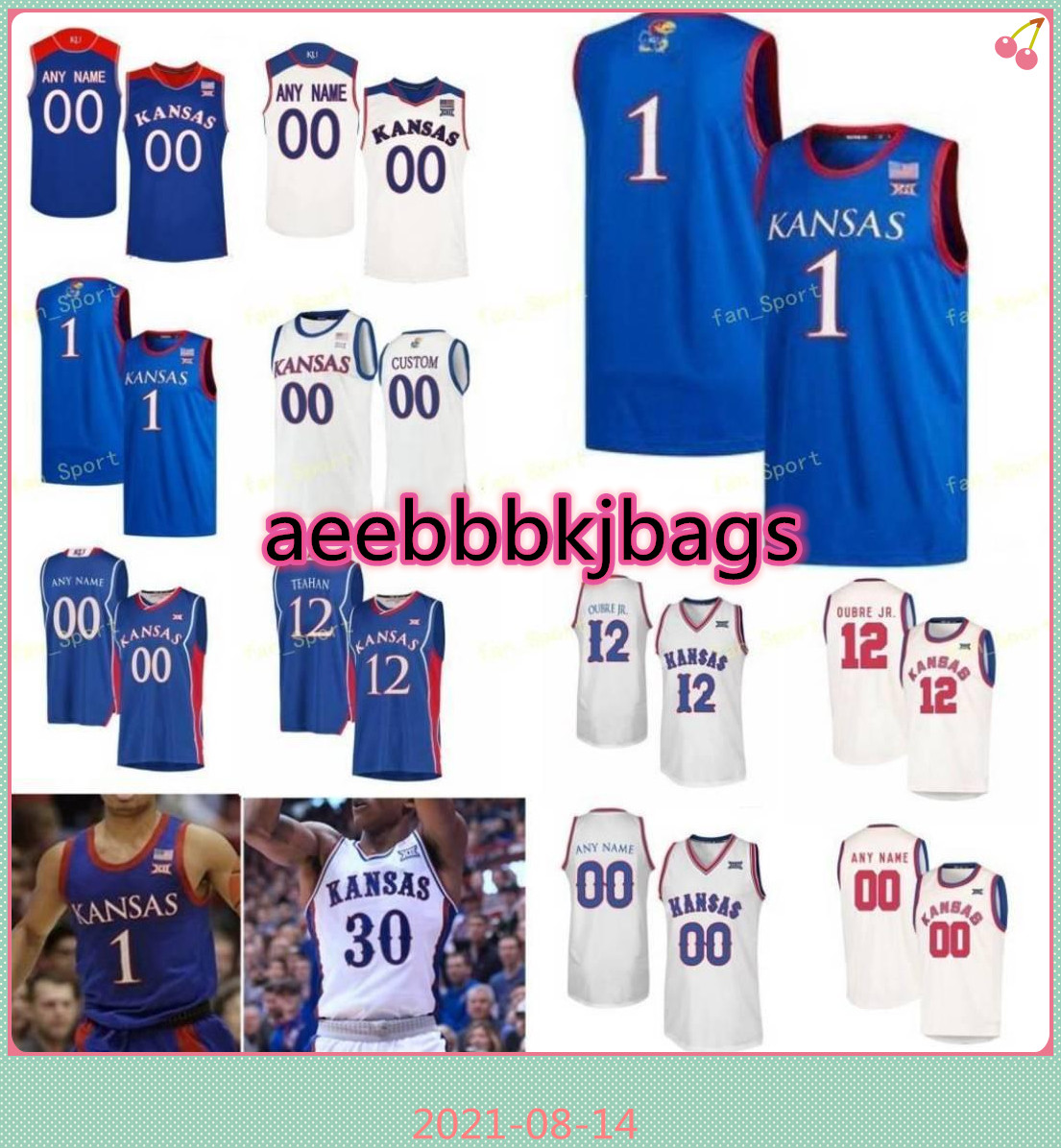 

NCAA College Kansas Jayhawks Basketball Jersey 13 Chamberlain Tristan Enaruna 2 Christian Braun 20 Michael Jankovich Custom Stitched, As