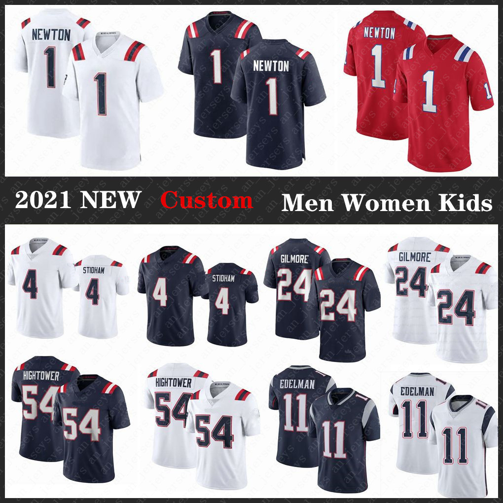 

1 Cam Newton 10 Mac Jones Custom Men Women Kids Football Jersey 85 Hunter Henry 99 Matthew Judon 81 Jonnu Smith 37 Damien Harris 24 Stephon, Black;red