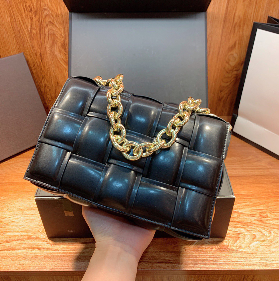 

Large Chain weave style women shoulder fashion messenger bag cowhide women's party retro handbag ladies wallet and purees Woven Genuine
