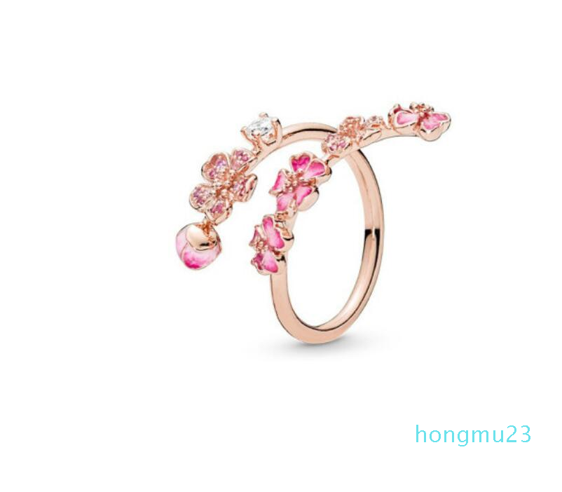 

NEW flower Ring CZ diamond Open Rings Women Jewelry for Pandora 925 Sterling Silver Wedding RING set with Original box