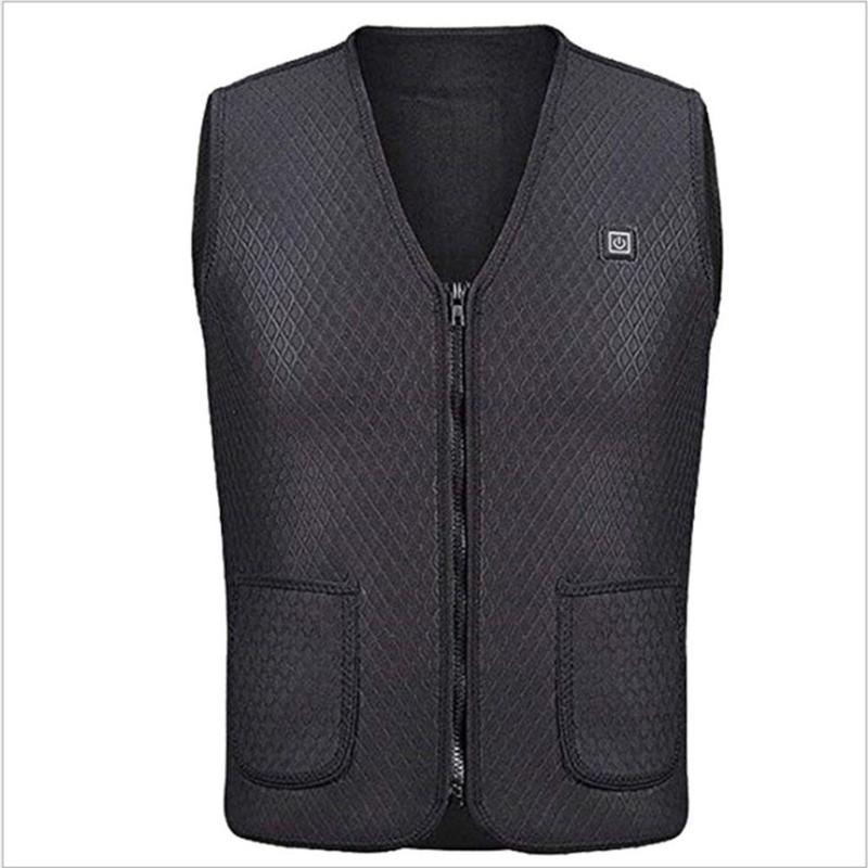 

Men's Vests Winter Intelligent Electric Heated Vest Windproof Fever Clothing USB Charge Electro-thermal Keep Warm Tops Coat, Black