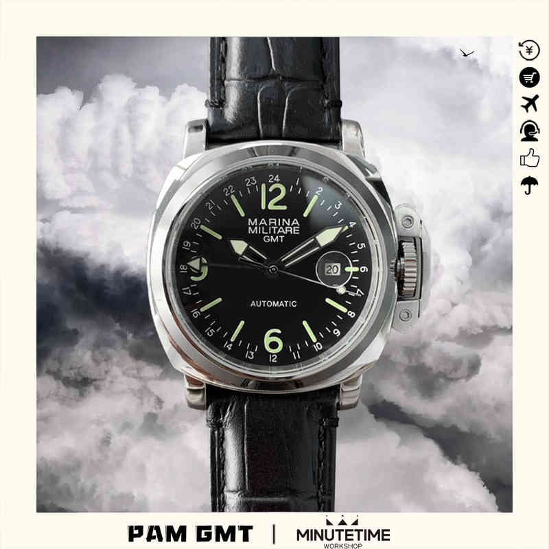

Watch Pam Man Style Dg3804 Automatic Movement Men's 44mm Stainless Steel Case Japanese C3 Green Luminous Mineral Glass Magnifier, Black