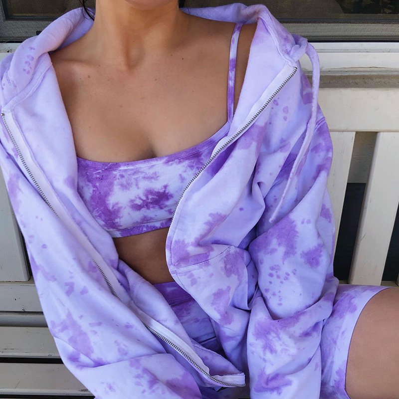 

Hooded Coat for Women, Loose, Casual, Trendy, Tie-dye, Outerwear, with Hat and Zipper Pockets, Fall / Winter, Black;brown