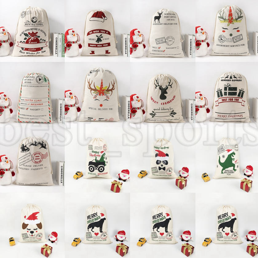 

Christmas Gift Bags Canvas bag 50*70cm Santa Sack Drawstring Bag ZZA3406