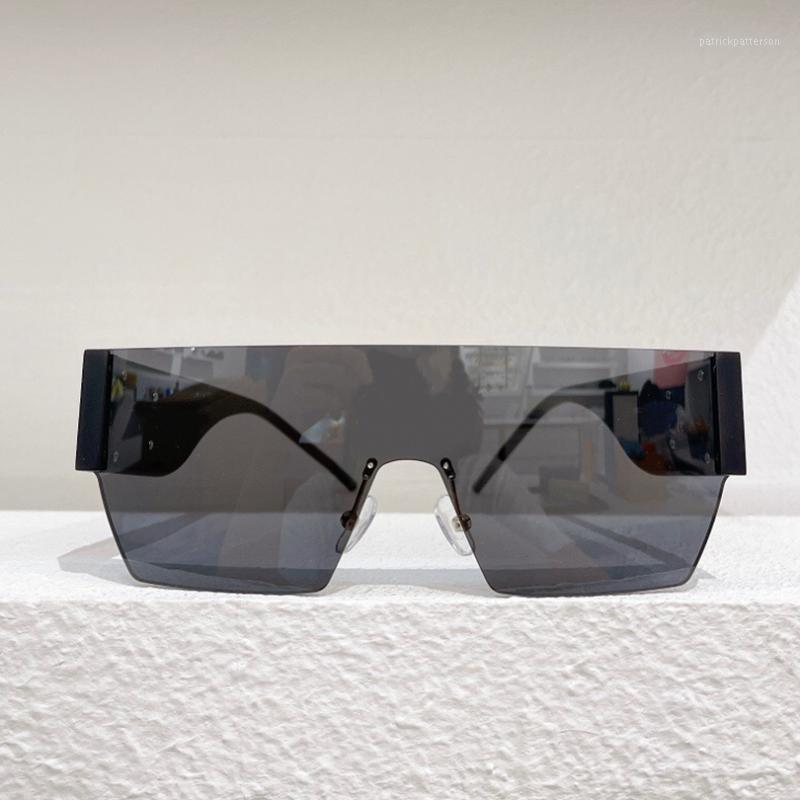 

Sunglasses Flat Top Shield Rimless Frame Grey Lens Fashion Women's Oversized Mask