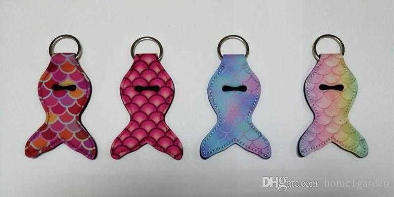 Mermaid Tail Chapstick Holder Keychain Lipstick Balm Holder Keychain Chapstick Key Chain Holder Different Vibrant Prints